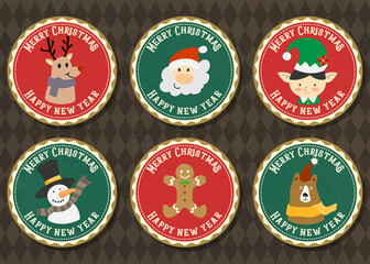 Merry Christmas and Happy new year vector badge collection.
