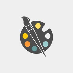 Palette with brush flat vector icon