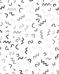 Abstract geometric background, memphis style, seamless vector pattern of different line