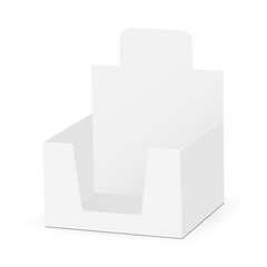 Cardboard display box mock up - half-side view. Vector illustration
