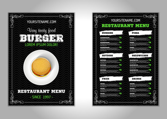 Burger flyer design vector template in A4 size. Brochure and Layout Design. food concept. vector