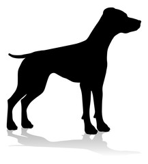 A detailed animal silhouette of a pet dog