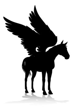 A Pegasus silhouette mythological winged horse graphic