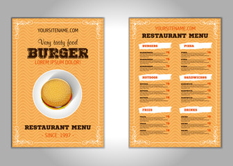 Hamburger flyer design vector template in A4 size or A5. Brochure and Layout Design. food concept. vector