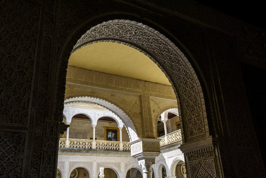 details of the courtyard of Pilatos' house in Seville, Andalucia, Spain.