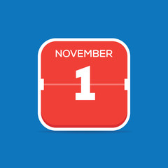 Obraz premium November 1 Calendar Flat Icon