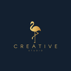 Flamingo logo. Flamingo silhouette. Trendy animal logo design