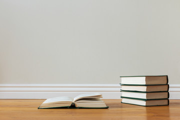 An open book on the floor