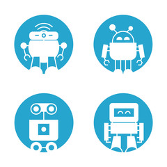robot icons in round buttons
