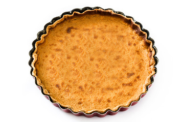 Traditional pumpkin pie for Thanksgiving isolated on white background