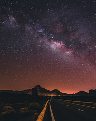 Astrophotography in Tenerife, Spain. Core of milkyway near Teide vulcano