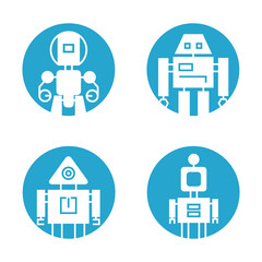 robot icons in round buttons