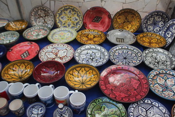 ceramics in bazaar in Morocco