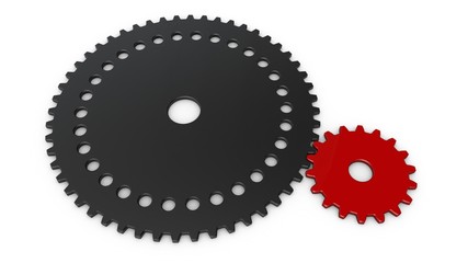 3D illustration of gears, gear, planetary rotation mechanism. 3D rendering