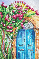 Fototapeta na wymiar Cyprus village Karmi art illustration