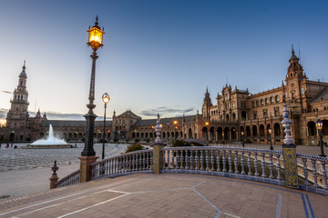 Naklejka premium view of the Plaza de España in Seville at night in Andalucia, Spain