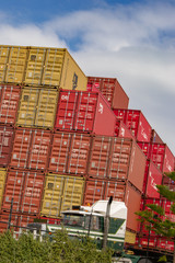 Fototapeta premium Red and yellow containers