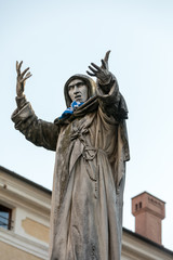 Statue of Girolamo Savonarola in Ferrara in Emilia-Romagna. Italy