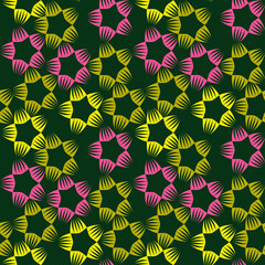 retro style seamless pattern with stars pink yellow