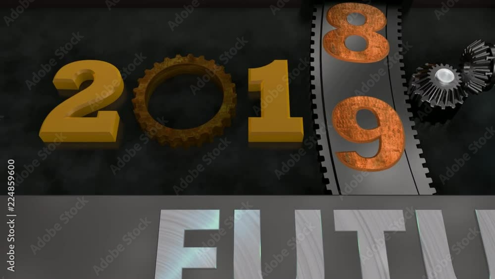 Poster 3d animation of two electric motors and gearbox. the mechanism of the time machine with the transiti