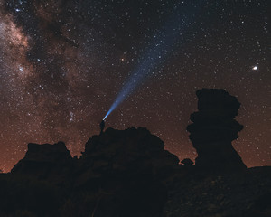 Astrophotography in Tenerife, Spain. Core of milkyway near Teide vulcano