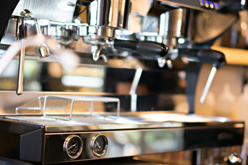 Professional coffee machine in coffee shop or restaurant
