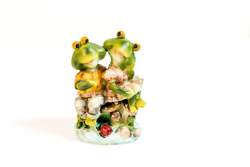 Frog figure on white background. Frog figure. Decor.