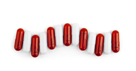 Piles of pills and capsule on white background, isolated