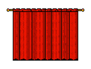 Retro Pixel Art Red Curtain Illustration isolated on white background