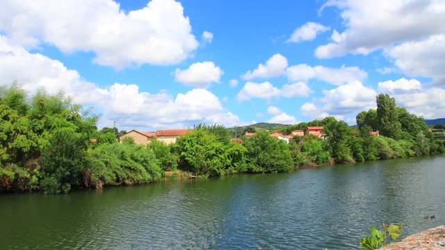 Time lapse of the city of Limoux and Aude river in Languedoc, France

