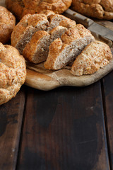 Whole wheat bread on a Wooden Table