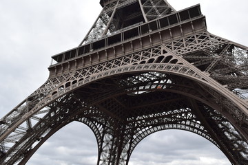 Fototapeta na wymiar Eiffel Tower Base Level Detail, Paris, France