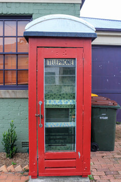 Old Red Telephone Box On Country Street