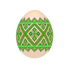 the easter egg with ukrainian cross-stitch ethnic pattern. pysanka ornament. isolated vector.