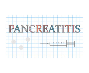 Pancreatitis word on checkered paper sheet- vector illustration