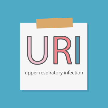 URI Upper Respiratory Infection virus written in a notebook paper- vector illustration