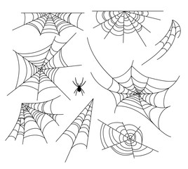 Spiderweb vector illustration set