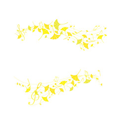 Vector set of gonkgo leaves with musical note