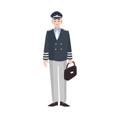 Smiling civilian aircraft pilot, aircrew captain, aviator or airman dressed in uniform © Good Studio
