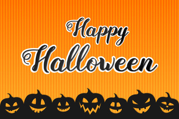 Design of Halloween background with pumpkins and greetings. Vector.