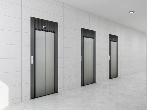 Elevators and corridors in the building