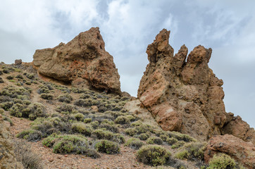 rock formation in the mountain landscape teide national park, tenerife