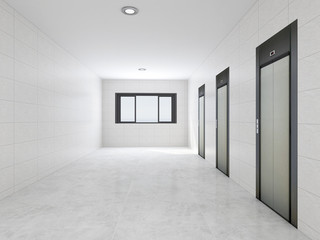 Elevators and corridors in the building