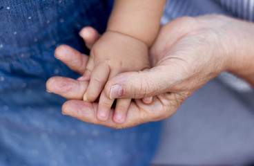 Hands of granddaughter with grandmother