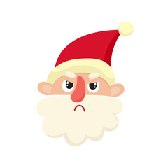 Cute Santa Claus, upset, cartoon vector illustration isolated on white