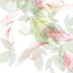 Abstract vector background with pink and green leaf
