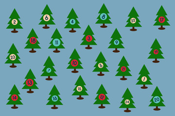 Weihnachtskalender mit Tannenbäumen
