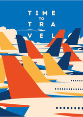 Time to Travel and Airport vacation poster.