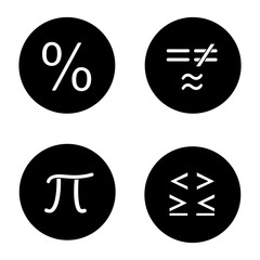 Mathematics glyph icons set