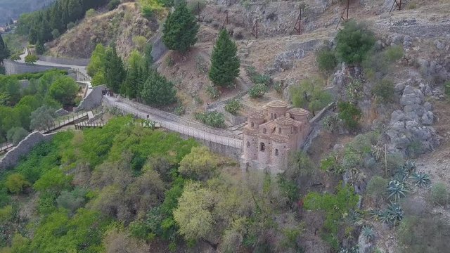 Stunning 4k approach aerial, church in Stilo, in the valleys of Calabria, Italy